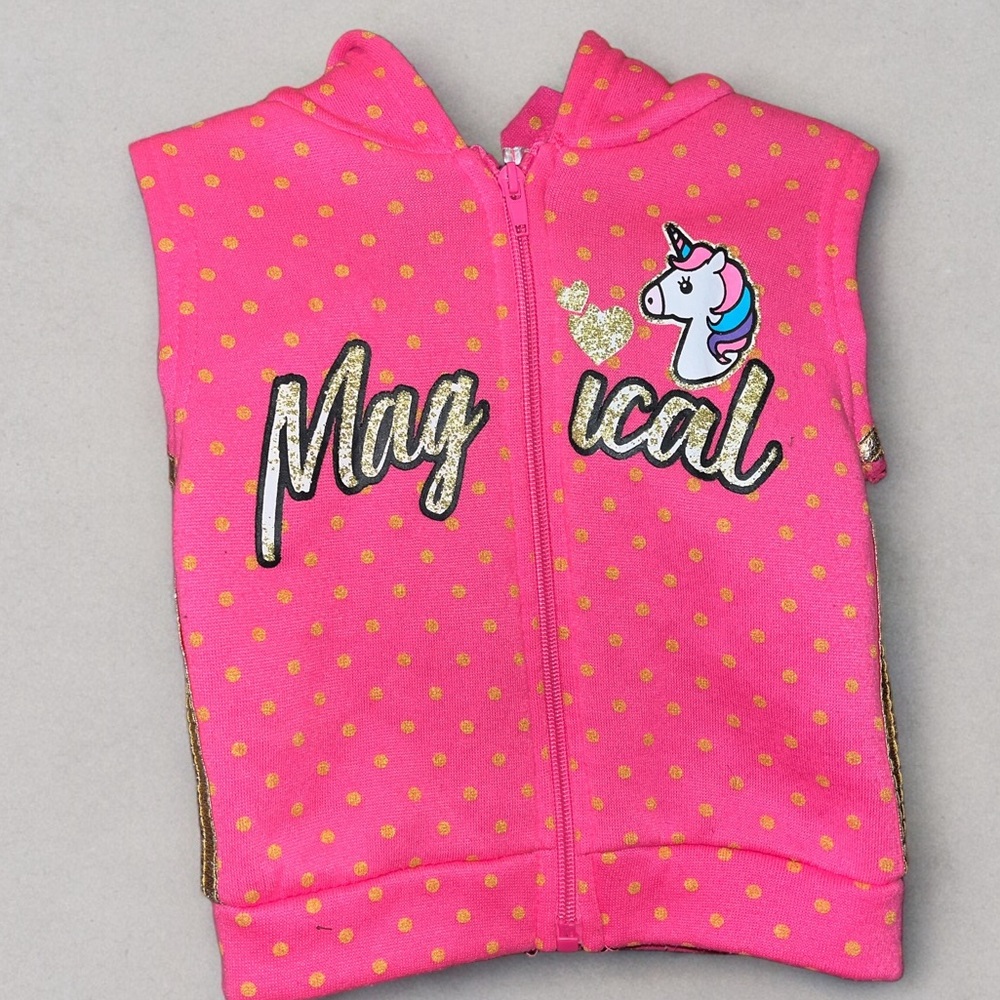 Angel Face 18M Enchanted Magical Unicorn Pink Polka Dot Sleeveless Jacket